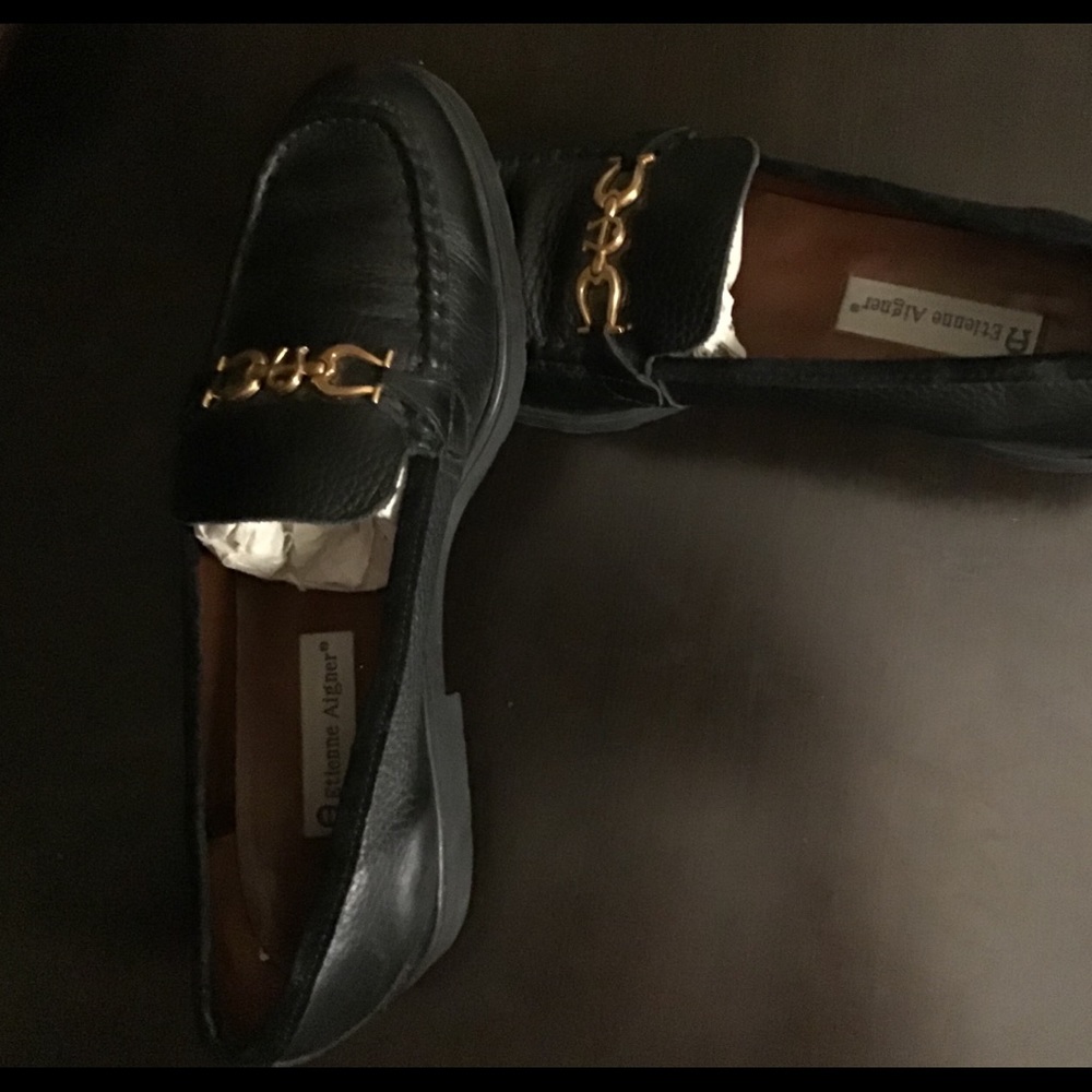 Etienne Aigner Black Leather Loafers size 10